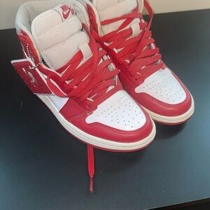 Nike Red and White High-Top Sneakers